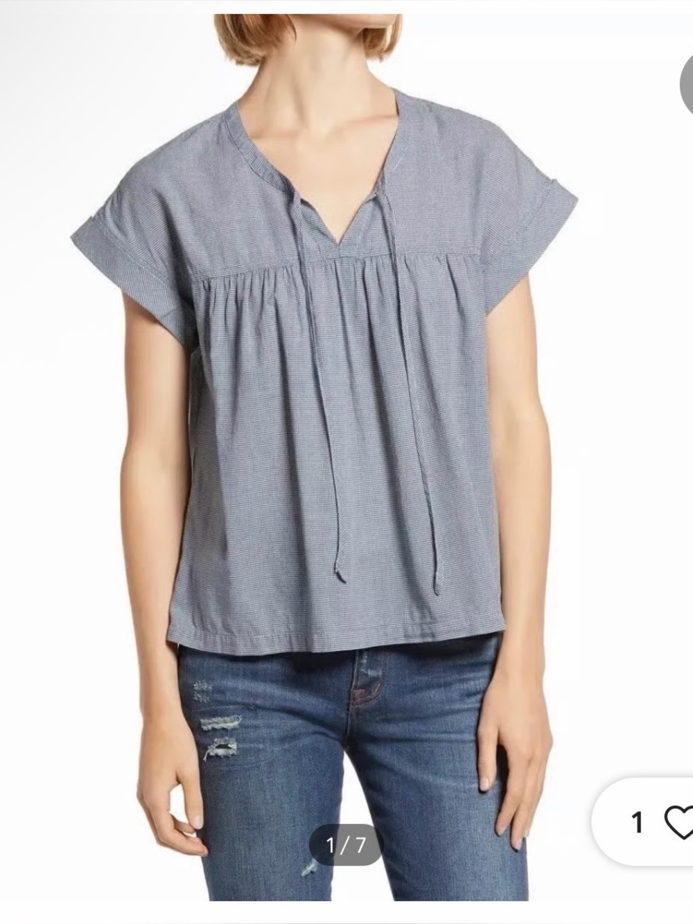 MADEWELL
Mini Gingham Check Tie Front Popover Top size medium